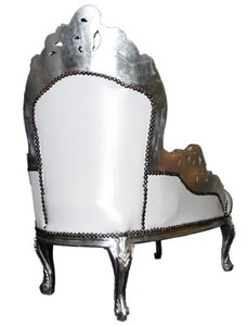 Casa Padrino Barock Kinder Chaiselongue Weiß / Silber - Barock Möbel