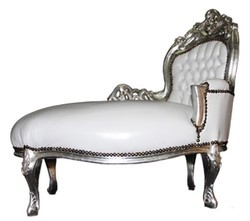 Casa Padrino baroque children chaise longue white / silver - Baroque Furniture