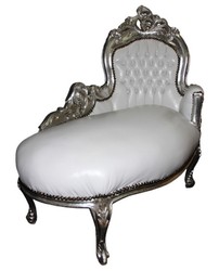 Casa Padrino baroque children chaise longue white / silver - Baroque Furniture
