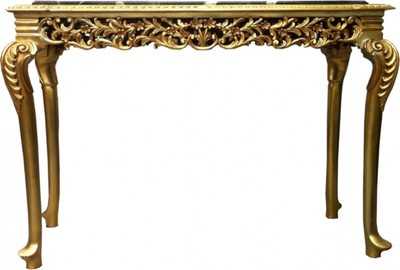 Casa Padrino Barock Konsolentisch Gold mit schwarzer Marmorplatte - Luxuriöse Konsole 122 x 89 x 47 cm