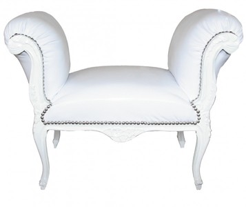Casa Padrino Barock Schemel Weiß Lederoptik Kunstleder White PU Leather Baroque Ottoman Furniture Interior Stool Casa Padrino Barock Schemel Weiß Lederoptik Kunstleder White PU Leather Baroque Ottoman Furniture Interior Stool