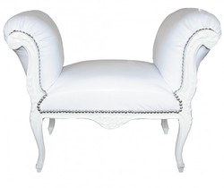 Casa Padrino Barock Schemel Weiß Lederoptik Kunstleder White PU Leather Baroque Ottoman Furniture Interior Stool Casa Padrino Barock Schemel Weiß Lederoptik Kunstleder White PU Leather Baroque Ottoman Furniture Interior Stool