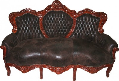 Casa Padrino Barock Sofa Braun Lederoptik Wildleder Kunstleder Möbel Baroque Lounge Brown Wohnzimmer Living Room Furiture Casa Padrino Barock Sofa Braun Lederoptik Wildleder Kunstleder Möbel Baroque Lounge Brown Wohnzimmer Living Room Furiture