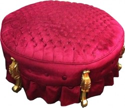 Enorme sgabello rotondo barocco Sgabello Bordeaux / Oro Enorme sgabello rotondo barocco Sgabello Bordeaux / Oro