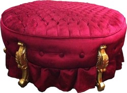 Enorme sgabello rotondo barocco Sgabello Bordeaux / Oro Enorme sgabello rotondo barocco Sgabello Bordeaux / Oro