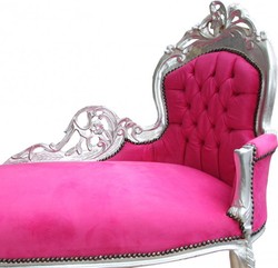 Casa Padrino Barocca Chaise Longue King Rosa / Argento 155 x 70 x 100 cm - Mobili Stile Antico Casa Padrino Barocca Chaise Longue King Rosa / Argento 155 x 70 x 100 cm - Mobili Stile Antico