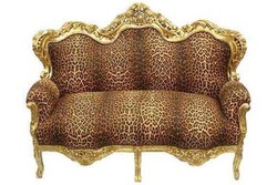 Casa Padrino Canapé Baroque Master Motif Léopard et Cadre Doré 160 x 81 x 125 cm