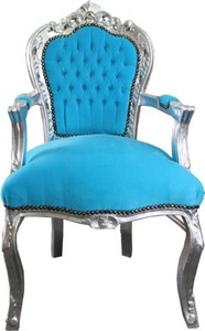 Baroque Chaise dîner turquoise / argent avec accoudoirs Baroque Chaise dîner turquoise / argent avec accoudoirs