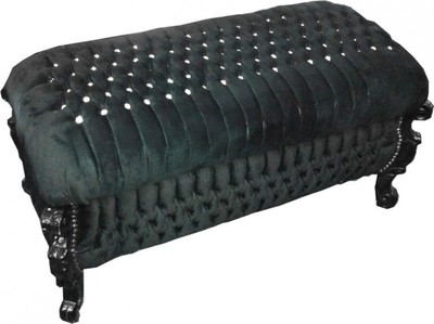 Casa Padrino Barock Sitzbank Truhe im Antik Stil Schwarz mit Bling Bling Steinen 120 x 55 x 58 cm