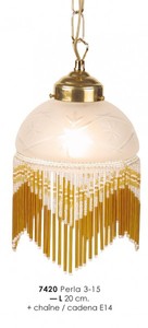 Casa Padrino Country House Style Pendant Lamp with Glass Fringes, Cream and Gold, Diameter 20 cm, 1x E14 Casa Padrino Country House Style Pendant Lamp with Glass Fringes, Cream and Gold, Diameter 20 cm, 1x E14