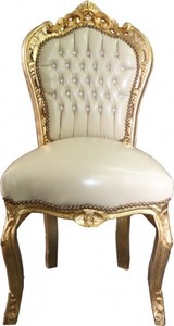 La cena barroco Silla Crema / oro con Bling Bling Bling Piedras - Edición Limitada