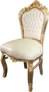 Barock Esszimmerstuhl Creme / Gold mit Bling Bling Glitzersteinen - Limited Edition