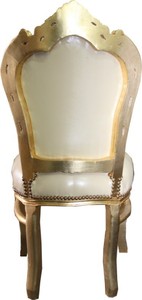 Barock Esszimmerstuhl Creme / Gold mit Bling Bling Glitzersteinen - Limited Edition