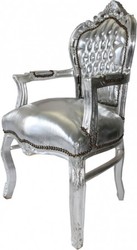 Baroque dining room chair silver / silver with armrest Baroque dining room chair silver / silver with armrest