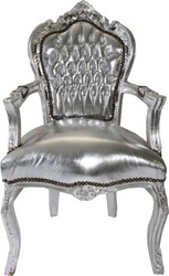 Baroque dining room chair silver / silver with armrest Baroque dining room chair silver / silver with armrest