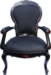 Casa Padrino Baroque Armchair Louis XIV Superior Black from France, Solid Wood, Height 118 cm, Width 71 cm, Depth 80 cm