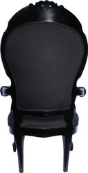 Casa Padrino Baroque Armchair Louis XIV Superior Black from France, Solid Wood, Height 118 cm, Width 71 cm, Depth 80 cm Casa Padrino Baroque Armchair Louis XIV Superior Black from France, Solid Wood, Height 118 cm, Width 71 cm, Depth 80 cm