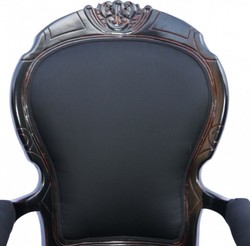 Casa Padrino Baroque Armchair Louis XIV Superior Black from France, Solid Wood, Height 118 cm, Width 71 cm, Depth 80 cm Casa Padrino Baroque Armchair Louis XIV Superior Black from France, Solid Wood, Height 118 cm, Width 71 cm, Depth 80 cm