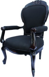 Casa Padrino Baroque Armchair Louis XIV Superior Black from France, Solid Wood, Height 118 cm, Width 71 cm, Depth 80 cm Casa Padrino Baroque Armchair Louis XIV Superior Black from France, Solid Wood, Height 118 cm, Width 71 cm, Depth 80 cm