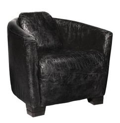 Art Deco leather armchair Ebony Leather / Antique Black - Club Chair - Lounge chair Art Deco leather armchair Ebony Leather / Antique Black - Club Chair - Lounge chair