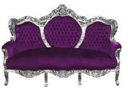 Casa Padrino Divano Barocco King Viola / Argento - Replica Stile Antico Fatta a Mano - 190 x 86 x 121 cm Casa Padrino Divano Barocco King Viola / Argento - Replica Stile Antico Fatta a Mano - 190 x 86 x 121 cm