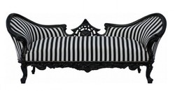 Casa Padrino Divano Barocco Vampire con design a righe nobili Nero / Bianco, 200 x 75 x 82 cm Casa Padrino Divano Barocco Vampire con design a righe nobili Nero / Bianco, 200 x 75 x 82 cm
