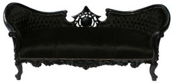 Casa Padrino Divano Barocco Vampire Nero/Nero - Edizione Limitata - Divano Lounge - 200 x 75 x 82 cm Casa Padrino Divano Barocco Vampire Nero/Nero - Edizione Limitata - Divano Lounge - 200 x 75 x 82 cm