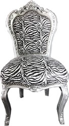 Casa Padrino barroco Cena Silla Zebra / Plata - Muebles - muebles barrocos Casa Padrino barroco Cena Silla Zebra / Plata - Muebles - muebles barrocos