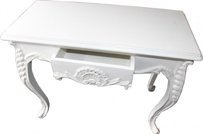 Casa Padrino Consolle Bianca con Cassetto - Scrivania da Donna in Legno Massello Stile Antico - 101 x 44 x 84 cm Casa Padrino Consolle Bianca con Cassetto - Scrivania da Donna in Legno Massello Stile Antico - 101 x 44 x 84 cm