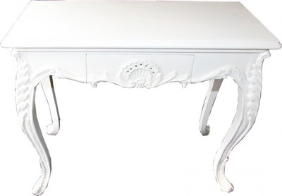 Casa Padrino Konsolentisch Weiß mit Schublade - Massivholz Damen Schreibtisch im Antik Stil - 101 x 44 x 84 cm