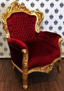Casa Padrino Baroque Armchair King in Antique Style Bordeaux / Gold 120 x 85 x 85 cm