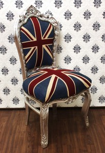 Casa Padrino Barocco Cena Chair Union Jack / Argento
