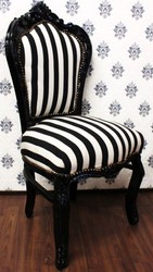 Casa Padrino Dîner baroque Chaise Noir / Blanc Stripes / Noir