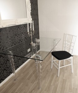 Casa Padrino Designer Acryl Stuhl Ghost Chair in Weiß mit schwarzem Sitzkissen - 92,5 cm x 40 cm x 46 cm
