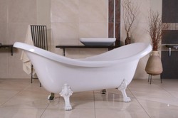 Freistehende Luxus Badewanne Jugendstil Venedig Weiß/Weiß 2020 mm - Barock Badezimmer - Retro Antik Badewanne Freistehende Luxus Badewanne Jugendstil Venedig Weiß/Weiß 2020 mm - Barock Badezimmer - Retro Antik Badewanne