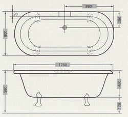Detached luxury bath Nouveau Milano White / Old Gold - Baroque Freestanding Bathroom Bath Detached luxury bath Nouveau Milano White / Old Gold - Baroque Freestanding Bathroom Bath