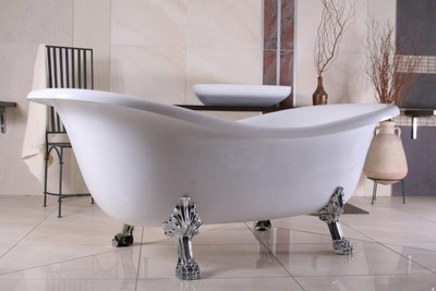 Independiente de lujo de baño de Nouveau Paris Blanco / Plata 1880mm - baño barroco Independiente de lujo de baño de Nouveau Paris Blanco / Plata 1880mm - baño barroco
