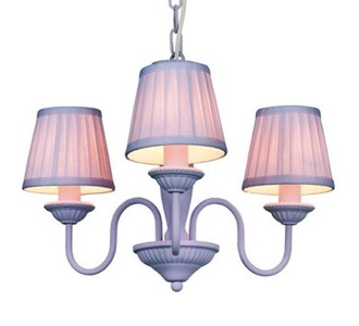 Casa Padrino Baroque Pendant Light with Pleated Shade, 3-bulb, Purple, Diameter 45 cm