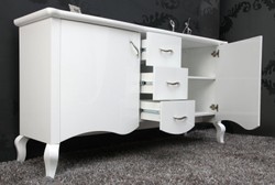 Casa Padrino Commode Baroque Blanc Haute Brillance - Buffet Baroque Moderne, 160 cm x 87 cm x 45 cm Casa Padrino Commode Baroque Blanc Haute Brillance - Buffet Baroque Moderne, 160 cm x 87 cm x 45 cm