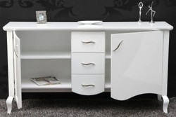 Casa Padrino Commode Baroque Blanc Haute Brillance - Buffet Baroque Moderne, 160 cm x 87 cm x 45 cm Casa Padrino Commode Baroque Blanc Haute Brillance - Buffet Baroque Moderne, 160 cm x 87 cm x 45 cm