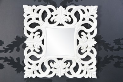 Baroque wall mirror white antique, height 76 cm, width 76 cm, noble and magnificent Baroque wall mirror white antique, height 76 cm, width 76 cm, noble and magnificent