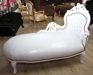Casa Padrino Barock Chaiselongue Wei0ß Leder Lederoptik White Leather Look Furniture Interior Möbel Einrichtung Casa Padrino Barock Chaiselongue Wei0ß Leder Lederoptik White Leather Look Furniture Interior Möbel Einrichtung