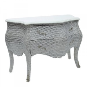 Casa Padrino Barock Kommode im prunkvollen Glitzerlook Weiß Breite 120 cm