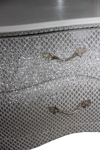 Casa Padrino Barock Kommode im prunkvollen Glitzerlook Weiß Breite 120 cm