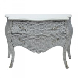 Casa Padrino Commode Baroque au look scintillant blanc Largeur 120 cm Casa Padrino Commode Baroque au look scintillant blanc Largeur 120 cm