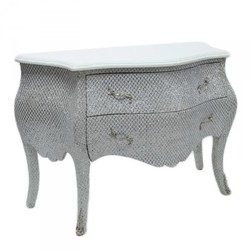 Casa Padrino Commode Baroque au look scintillant blanc Largeur 120 cm Casa Padrino Commode Baroque au look scintillant blanc Largeur 120 cm
