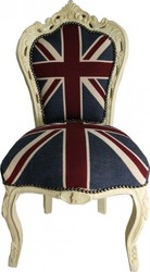 Casa Padrino Barocco Cena Chair Union Jack / Crema Casa Padrino Barocco Cena Chair Union Jack / Crema