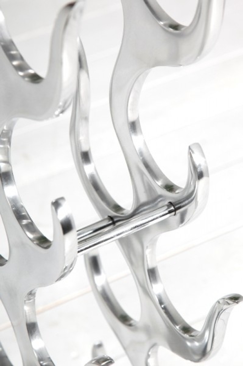 Designer wine rack for 9 bottles of polished aluminum height: 93 cm, width 27 cm, depth: 14 cm - bottle holder, bottle rack Designer wine rack for 9 bottles of polished aluminum height: 93 cm, width 27 cm, depth: 14 cm - bottle holder, bottle rack