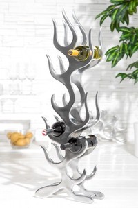 Casa Padrino Casier à vin design pour 9 bouteilles en aluminium poli - Argent, hauteur 93 cm, largeur 27 cm, profondeur 14 cm