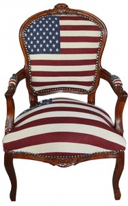 Casa Padrino Barock Salon Stuhl Mod1 USA Design / Mahagoni Braun - USA Stil